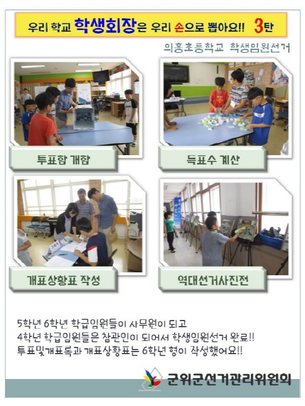 의흥초등학교 학생임원선거 투표와 개표모습